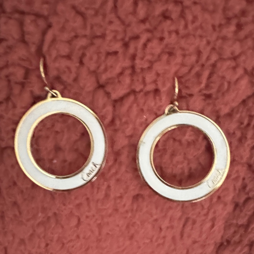 COACH Elegant Gold and White Circle Earrings